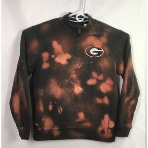 Triblend Sweats Mens Pullover Size L Green Bay Black‎ Orange Tie Dyed 1/4 Zip Up